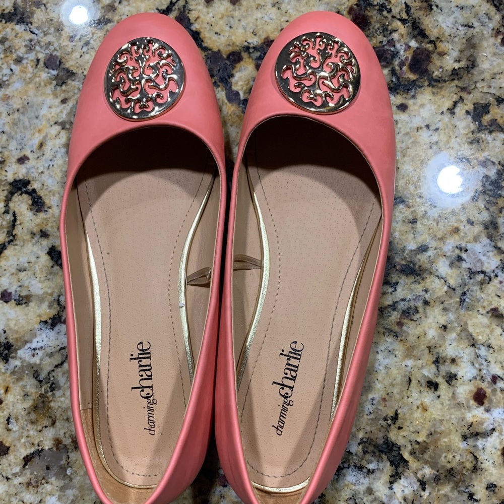 Charming Charlie Salmon colored flats size 8.